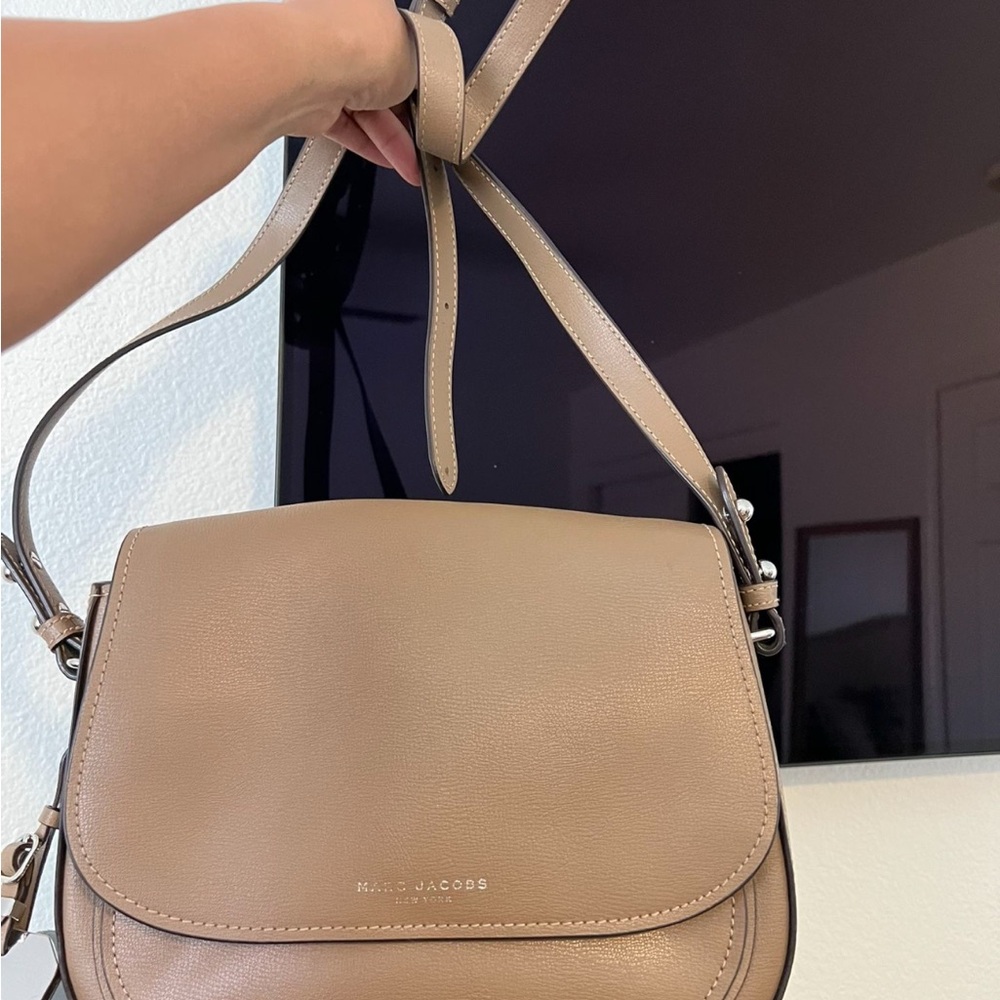 Marc Jacobs Tan Crossbody Bag with Flap Closure